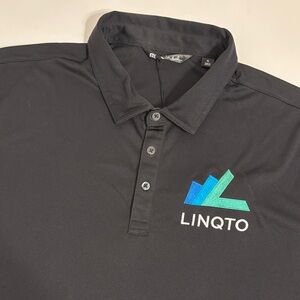 Travis Mathew Black Polo Shirt with Linqto Logo NWT - XL